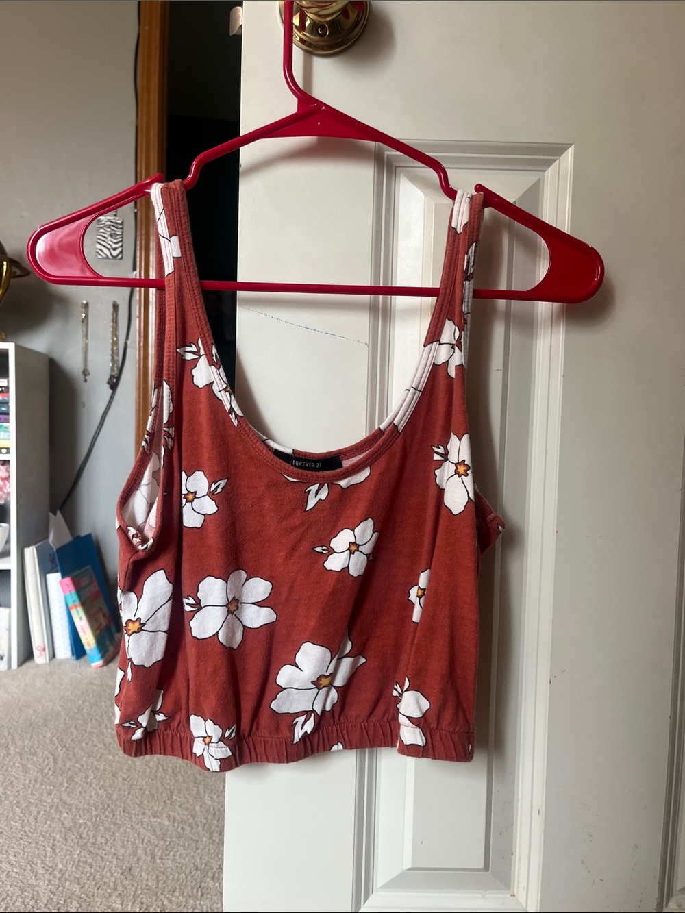 Forever 21 Rust Red Floral Cropped Tank